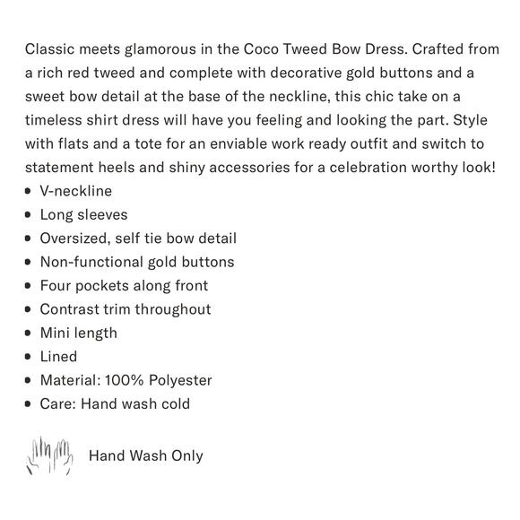 TUCKERNUCK Pomander Place Red Coco Tweed Bow Dress Size Large - Picture 7 of 9